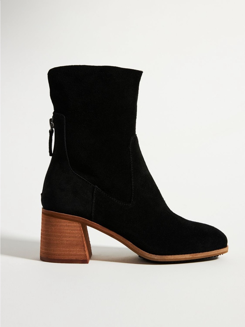 Kelsi Dagger Black Suede Block Heel Ankle Boot